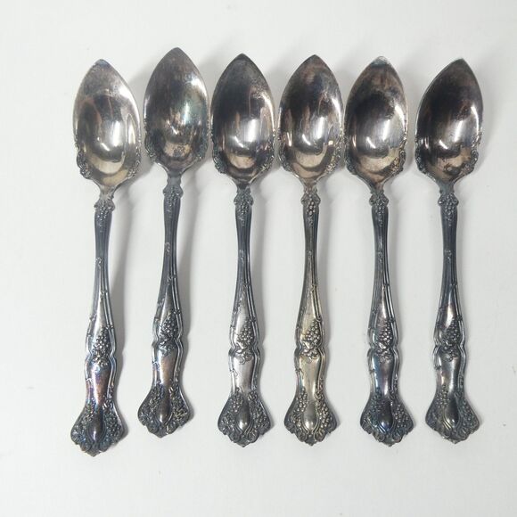 Vintage Grape 1904 Silverplate Set of 6 Fruit Orange Spoons International Rogers - Picture 1 of 6